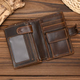 WIAOFELLAS  -  High Quality Genuine Leather Card Wallet Men Women RFID Genuine Leather Short Wallet Multi Cards Slots Button Man Purse
