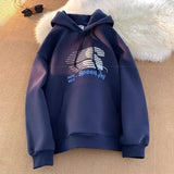 WIAOFELLAS  -  Winter Letter Graphic Printed Pullover Hoodies For Men 2025 New Hip Hop Fashion Hooded Sweatshirts High Street Fleece Y2K Hoody