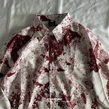 WIAOFELLAS  -  Shirt for Men Casual Fashion Street Trend Personality Floral Print Lapel Print Button Long Sleeve Slim Cardigan Tops C115