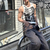Wiaofellas  -  Mens Street Tie-Dye Tight-Fitting Sports Vest Genderless Sexy Fashion Youth Trendy Casual Printed Comfortable Vest Unisex