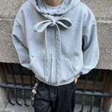 WIAOFELLAS  -  new American retro strap design hooded sweatshirt men and women loose casual cleanfit hoodie cardigan gengar rengoku