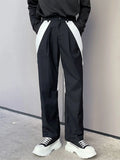 Wiaofellas  -  Casual Men's Suit Pants Personalized Contrast Color Ribbon Decorative Design Korean Style Slim New Trousers 2A1845