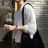 WIAOFELLAS  -  Men Shirt Solid Hollow Out See Through Long Sleeve Men Clothing Sexy Streetwear Fashion Party Casual Tops Male Shirts