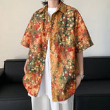 WIAOFELLAS  -  Japanese retro 100 match plankton handsome shirt men's summer cardigan loose drop feeling trend lapel half sleeve clothes tide