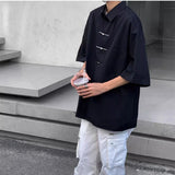 WIAOFELLAS  -  Summer Men's Metal Button Short-Sleeve Shirt Chinese Retro Fashion Trendy High Street Loose Casual Breathable Niche Men's Top