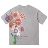 WIAOFELLAS  -  Men Hip Hop Streetwear Retro T Shirt Floral Print  Tshirt Cotton T-Shirt Short Sleeve Racing Style Couple Tops Tees New