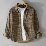 WIAOFELLAS  -  Men Print Long Sleeve Shirt Autumn Spring New Trendy Casual Corduroy Shirt