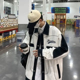 Wiaofellas  -  Baseball Jacket Men's American Retro Jacket Hip Hop Jacket Versatile High Street Ins Loose Jacket Vintage