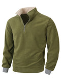 WIAOFELLAS  -  Personalized Autumn and Winter Casual Stand Collar Zipper Pullover Men's Long-sleeved Solid Color Zipper Splicing Pullover