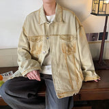 Wiaofellas  -  Fire Damaged Raw Edge Distressed Loose Denim Jacket Men's and Women's Trendy Brand Ruffian Handsome