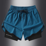Wiaofellas  -  Men Running Shorts 2 In 1 Double-deck Sport Shorts Sportswear Gym Fitness Short Pants Training Jogging Bottom Men's Clothing