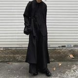 WIAOFELLAS  -  Mens Shirt Embroidered Robe Tie Shirt Streetwear Personality All-Match Y2k Dark Style Campus Long-Sleeve Top Men'S Clothing 2025