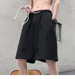 WIAOFELLAS  -  High Street Ripped Men Summer Retro Sports Cropped Pants