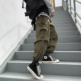 WIAOFELLAS  -  Autumn Pants Men Solid Trousers Cargo Baggy Teens Minimalist Pantalones Hipster Retro High Street Design Big Pockets