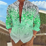Wiaofellas  -  Casual Loose Fit Floral Butterfly Print Stand Collar Long Sleeve Shirt For Men Daily Wear