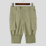 Wiaofellas  -  Men's Shorts Solid Color Button Joggers Casual Men Bottoms Summer Streetwear Pockets Fashion Leisure Shorts For Man