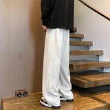Wiaofellas  -  New Men's Side Stripe Sweatpants Casual Drawstring Baggy Trousers Y2K Vintage Gym Jogger Pants Streetwear Pantalones Hombre