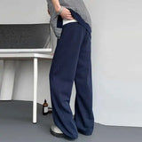 WIAOFELLAS  -  Trendy Men's Drawstring Design Contrast Color Trousers New Fashion Summer Loose High-waisted Wide Leg Pants Male