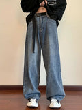 WIAOFELLAS  -  Spring Autumn High Street Washed Loose Wide Leg Jeans Men Vintage Trousers Straight Drape Dragging Old Denim Pants