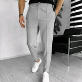 Wiaofellas  -  Fashion Waffle Solid Color Pants Men Spring Summer Casual Breathable Drawstring Waist Lace-up Trousers Mens Leisure Sports Pants