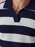 WIAOFELLAS  -  Daily Casual Mens Knitted Polo Shirts Summer Fashion Striped Contrast Color Knit Pullovers Men Stylish Turn-down Collar Top