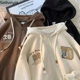 WIAOFELLAS  -  With Hat Hoodies Men Casual Baggy Letter Embroidery Cozy Soft Hooded Outwear Handsome Streetwear Fashion Daily American Style