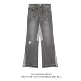 WIAOFELLAS  -  American Retro Street Style Washed Wide Leg Jeans Loose Straight Micro Flared Trousers for Men And Women High Street Trend Brand