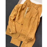 WIAOFELLAS  -  Fashion Vintage Thin Suit Outfits Men Women Long Sleeve V-neck Tops Coat And Pants Two Piece Set Relaxing Loose Suits Streetwear