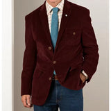WIAOFELLAS  -  Mens Corduroy Blazer Single Breasted Casual Jacket Fashion Slim Fit Comfortable Elegant Suit Jacket Business Attire Formal Wear