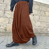 WIAOFELLAS  -  Men Irregular Pants Solid Color Joggers Elastic Waist Joggers Wide Leg Trousers Skirts Streetwear Loose Long Pants