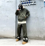 WIAOFELLAS  -  Street Towels Embroidered Loose Sports Pants Korean Version Trendy Hip-hop Retro Couple Casual Pants Men and Women