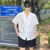 WIAOFELLAS  -  Summer Men's Clothing Light Luxury Jacquarded Suit Collar Shirts Streetwear Button-down Short Sleeve Retro Leisure Fashion M-3XL