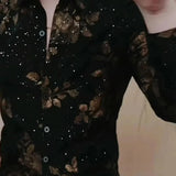 WIAOFELLAS  -  Mens Y2K Shirt Full Flower Pattern Personalized Long Sleeved Shirt Autumn Casual Wear-Resistant Quick Drying Top Men's Clothing