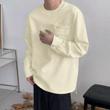 WIAOFELLAS  -  Men T Shirt Solid Color O-neck Long Sleeve Casual Male Tee Tops Streetwear Loose Knitted Fashion Men Clothing S-5XL 2026