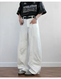 Wiaofellas  -  White Solid Color Elastic Suit Pants for Men Spring Autumn Summer Wide-leg Pants High-end Cool Casual Pants Formal Trousers Man