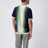 WIAOFELLAS  -  Spring Summer New Knit Polo Shirt Men Casual Turn-down Collar Button Fashion Splicing Color Tops Ice Silk Tees Shirts For Male