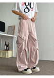 WIAOFELLAS  -  Men's Casual Pants Drawstring Solid Color Pleated Design Menswear Side Big Pokcets Elastic Waist Male Trousers New