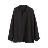 WIAOFELLAS  -  Fashion Men's Solid Color Ribbon Design Loose Shirts Trendy Long Sleeves Turn Down Collar Tops Male 2025 Summer