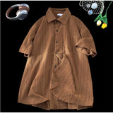 WIAOFELLAS  -  Vintage Hollow Out Short Sleeve Shirt Summer Ice Shirt Hawaiian Style Casual Shirt Hollow Blouses Sun Protection Jacket