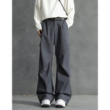 WIAOFELLAS  -  American High Street Casual Pleated Knife West Pants Men's Summer CleanFit Loose Straight Pants Drapey High-End Feelings Pants