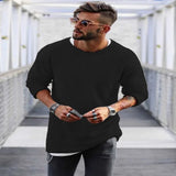 Wiaofellas  -  Spring Men's Casual Solid Color Fashion Knitted Shirt O Neck Long Sleeve Knit Pullover Loose Soft Sweater Coats Men Tops