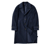 WIAOFELLAS  -  England Style Solid Corduroy Trench Coats Men New Lapel Single Breasted Fall Outerwear Long Sleeve Mid-length Mens Winter Jacket