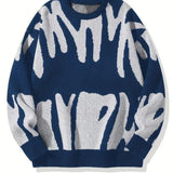 WIAOFELLAS  -  New European and American Style Velvet Thickened Printed Sweater Men in Autumn and Winter