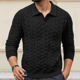 WIAOFELLAS  -  Fall Winter Daily Casual Mens Knit Polo Shirts Slim Fit Long Sleeve Buttoned Lapel Sweaters Men Stylish Solid Color Knitted Tops
