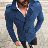 WIAOFELLAS  -  Men's Woolen Coat with Lapel and Double Breasted Casual Windbreaker Woolen Coat