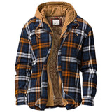 WIAOFELLAS  -  Men's Windbreaker Jackets For Men Winter Harajuku Plaid Shirts Coats Hooded Zipper Long Sleeve Basic Casual Shirts Jackets