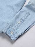 WIAOFELLAS  -  Pure cotton washed blue denim shirt for men - loose fit, trendy, cardigan style, fashionable and casual top
