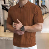 WIAOFELLAS  -  Summer New Men's Solid Color Knitted Jacquard Short Sleeve T-shirt Retro Trend Fashion Casual Simple Slim Men's Tops