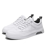 WIAOFELLAS  -  Men's Flat Lace-up Classic Series Solid Color Anti-slip Student Vulcanized Sports Shoes Trend Casual Leather Skateboard Shoes