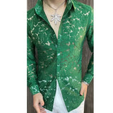 Wiaofellas  -  Men's Slim Fit Shirt Spring Transparent Long Sleeved Shirt Men Nightclub Sexy Casual Social Party Shirt